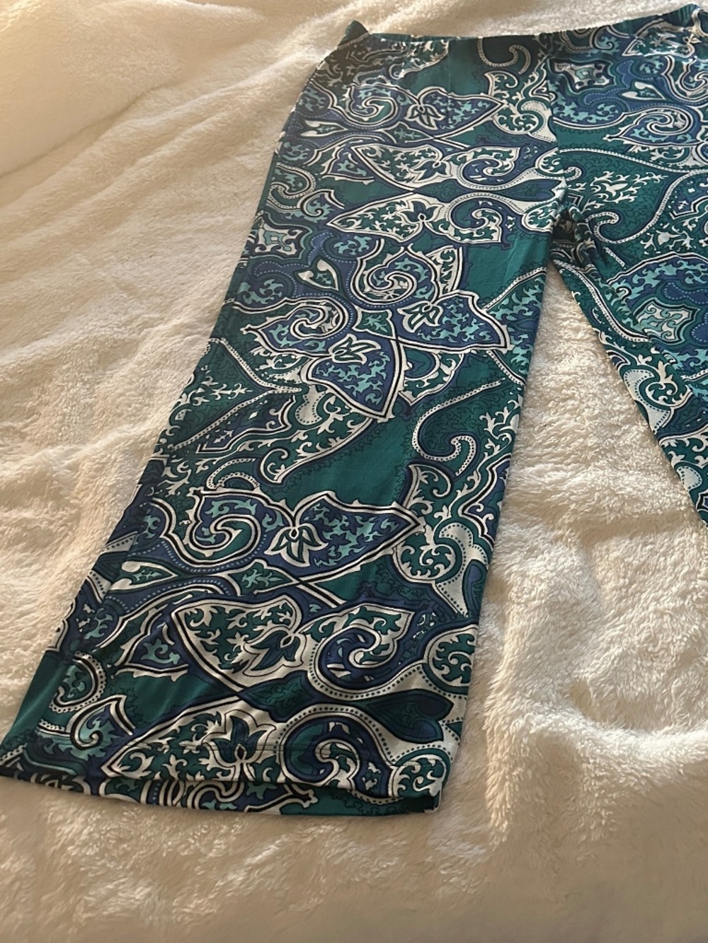 Chico’s Travelers Crop Wide-Leg Pants Tapestry Teal Chico's Size 2 / US 12 /L - Picture 2 of 8